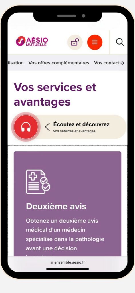 capture d'écran du site aesio mutuelle