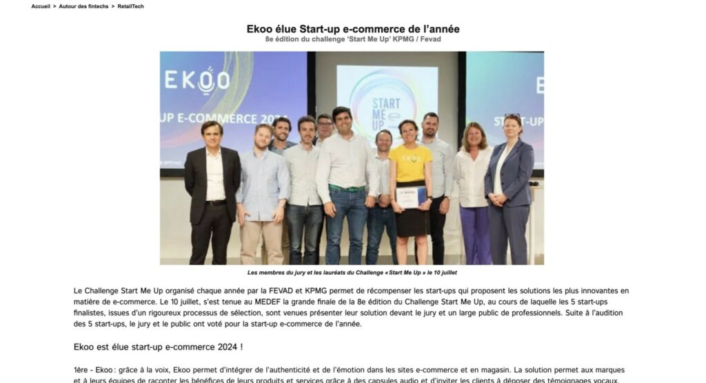 Ekoo élue Start-up e-commerce de l’année