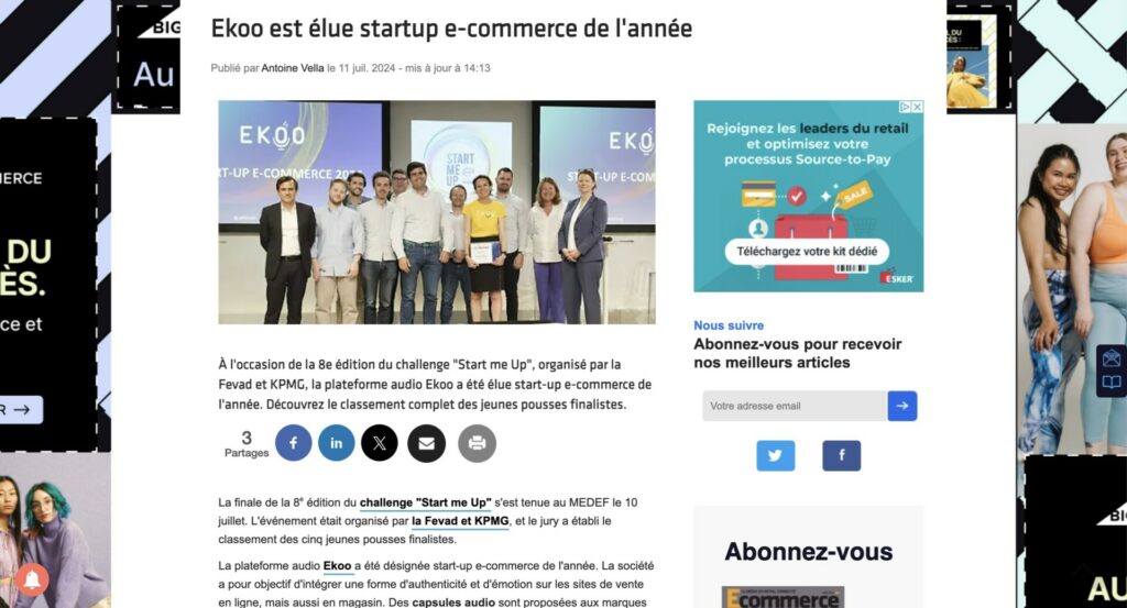 Ekoo est élue startup e-commerce de l'année