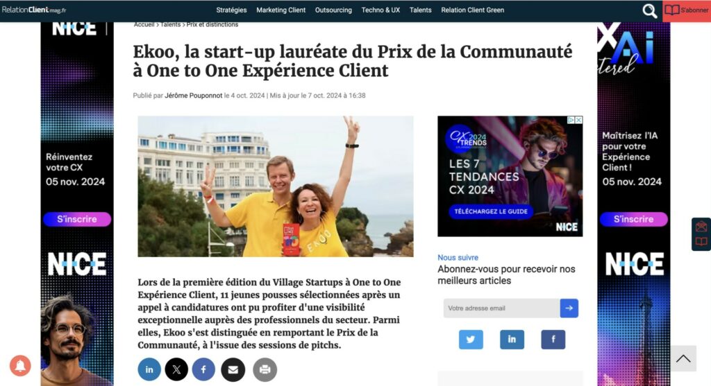 Ekoo, la start-up lauréate du Prix de la Communauté à One to One Expérience Client