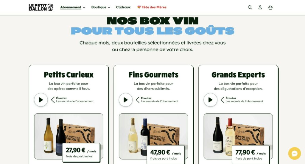 Box vin abonnement Le Petit Ballon avec des capsules audio intégrées – Le Petit Ballon donne de la voix
