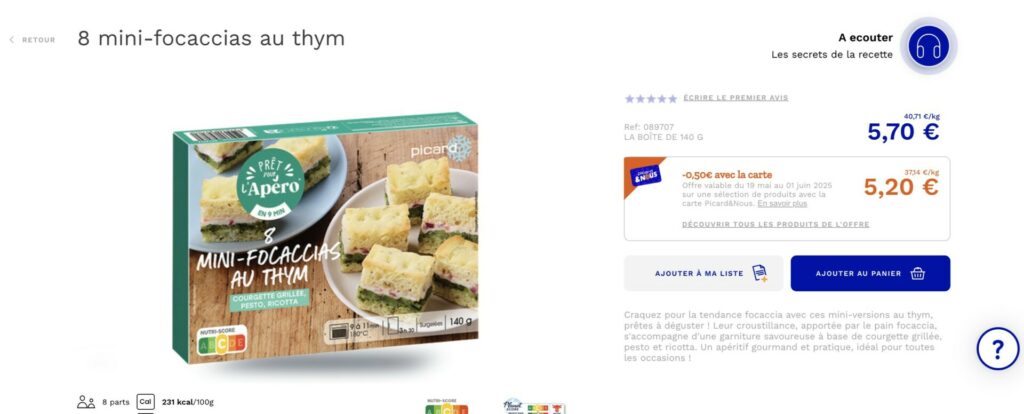 Picard widget Focaccias thym