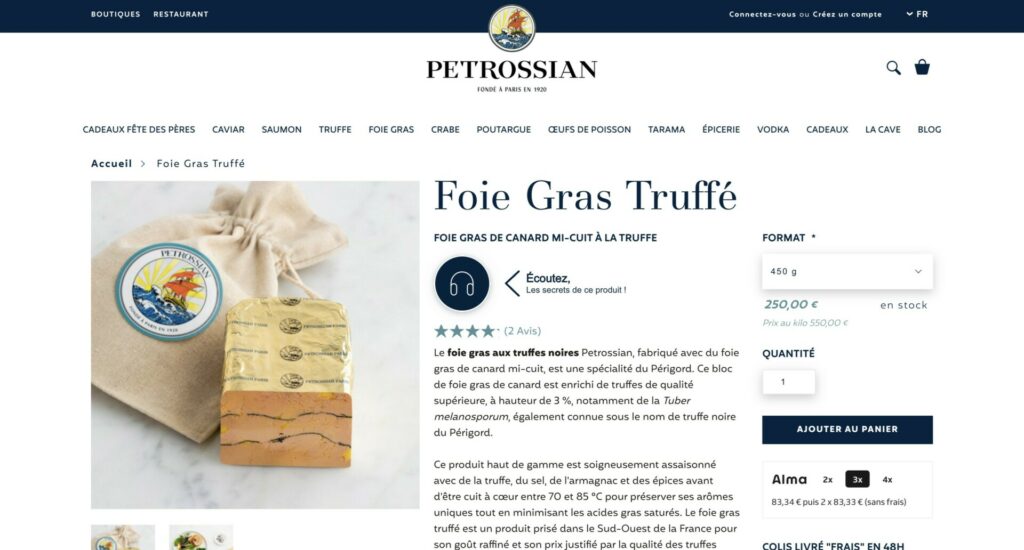 Petrossian widget foie gras truffé