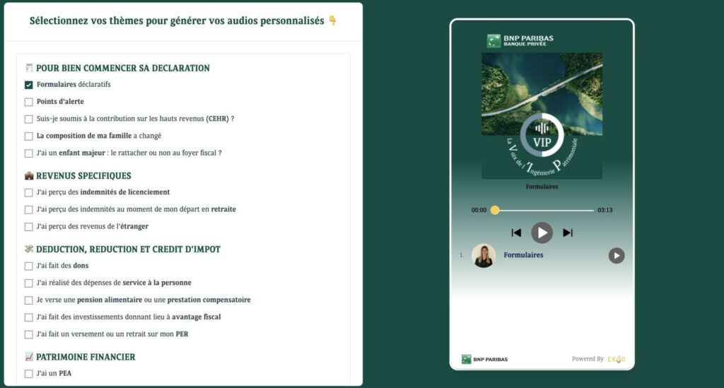 Formulaire audio déclaration impôt