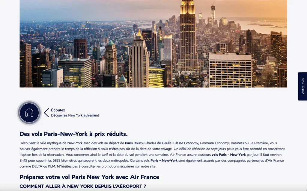 Vols Paris NY Air France