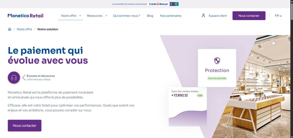 Integration of the audio banking advisory service on the Monetico Retail solutions page